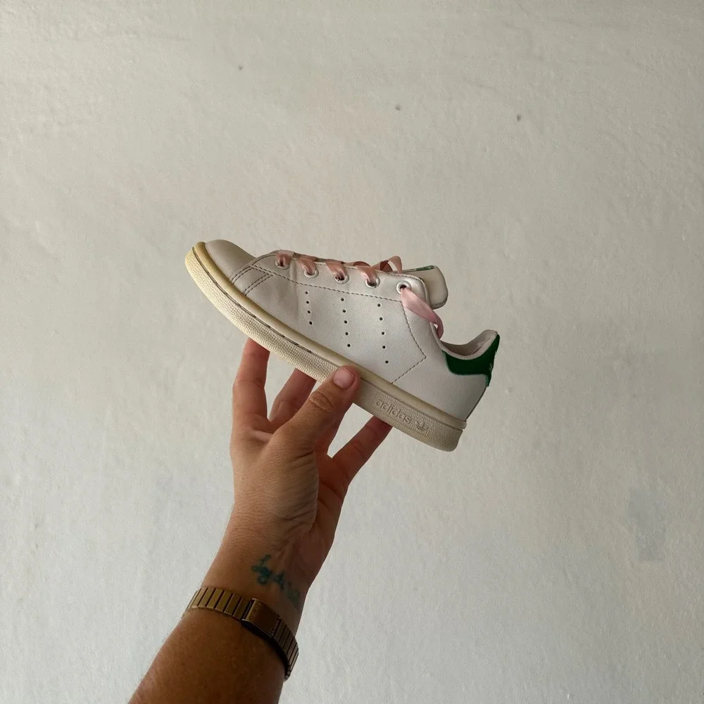 Adidas Stan Smith White Green Pink Kids Sneakers Size 11K FX7524